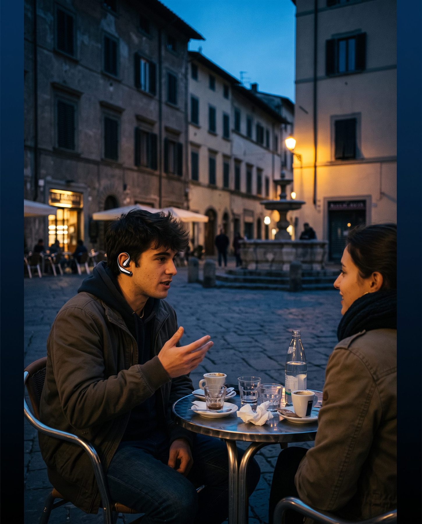 Estudiante hablando con una compañera italiana